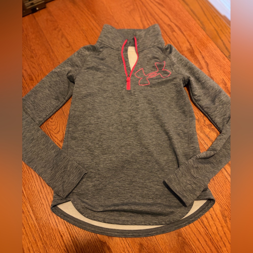 Under Armour Heather Gray Pullover with Pink Accents